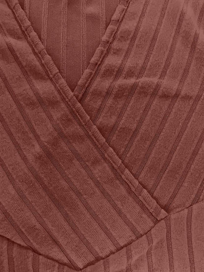 Ribbed Surplice Long Sleeve T-Shirt - aurelia-clothing-8955
