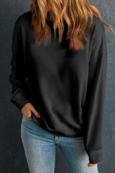 Round Neck Dropped Shoulder Womens Sweatshirt - aurelia-clothing-8955
