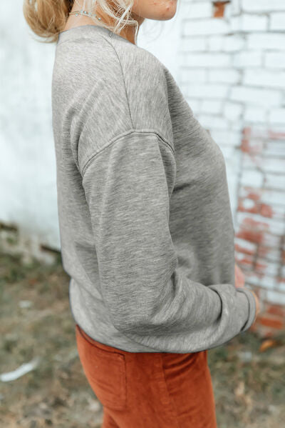 Round Neck Dropped Shoulder Womens Sweatshirt - aurelia-clothing-8955