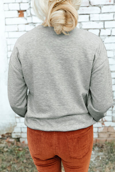 Round Neck Dropped Shoulder Womens Sweatshirt - aurelia-clothing-8955