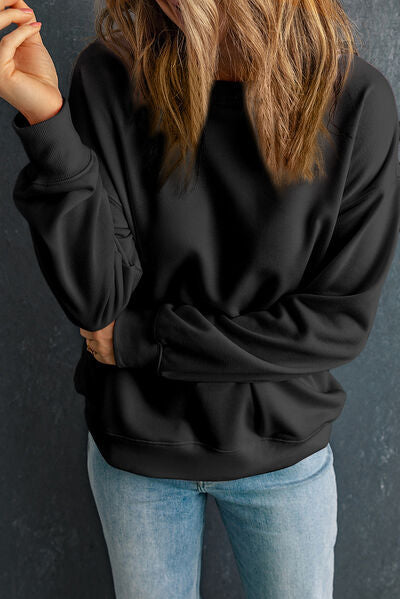 Round Neck Dropped Shoulder Womens Sweatshirt - aurelia-clothing-8955