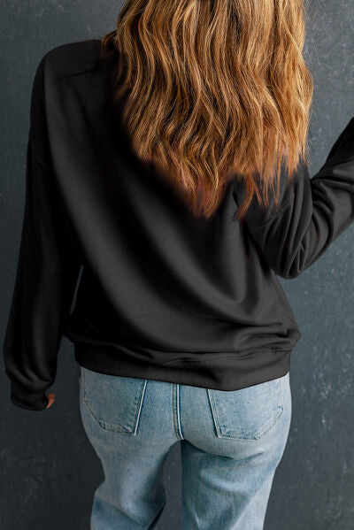 Round Neck Dropped Shoulder Womens Sweatshirt - aurelia-clothing-8955