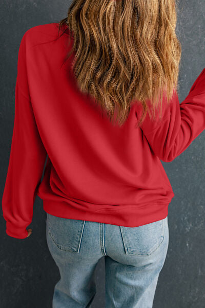 Round Neck Dropped Shoulder Womens Sweatshirt - aurelia-clothing-8955