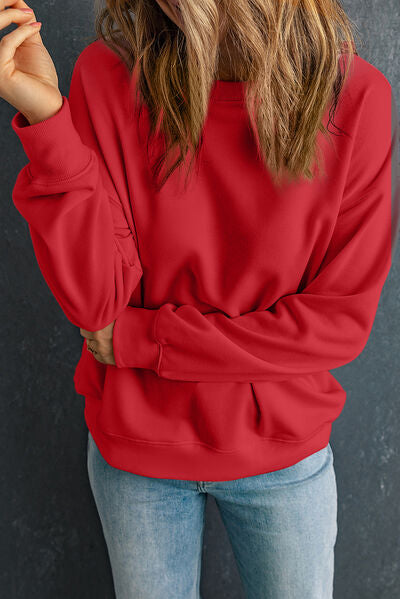Round Neck Dropped Shoulder Womens Sweatshirt - aurelia-clothing-8955