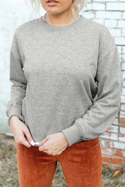 Round Neck Dropped Shoulder Womens Sweatshirt - aurelia-clothing-8955