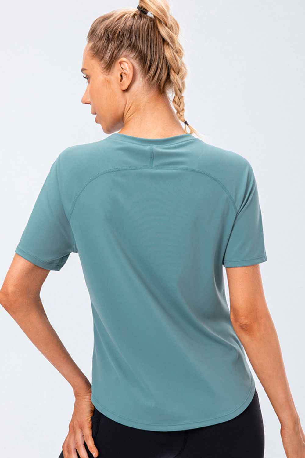 Round Neck Raglan Sleeve Active Tee - aurelia-clothing-8955