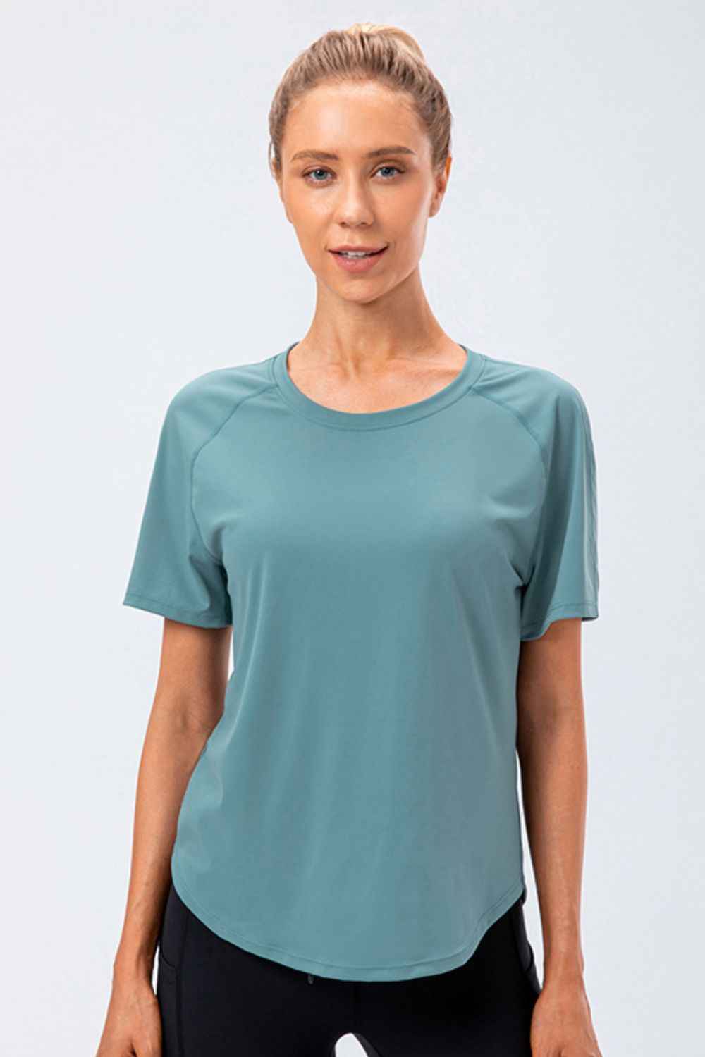 Round Neck Raglan Sleeve Active Tee - aurelia-clothing-8955