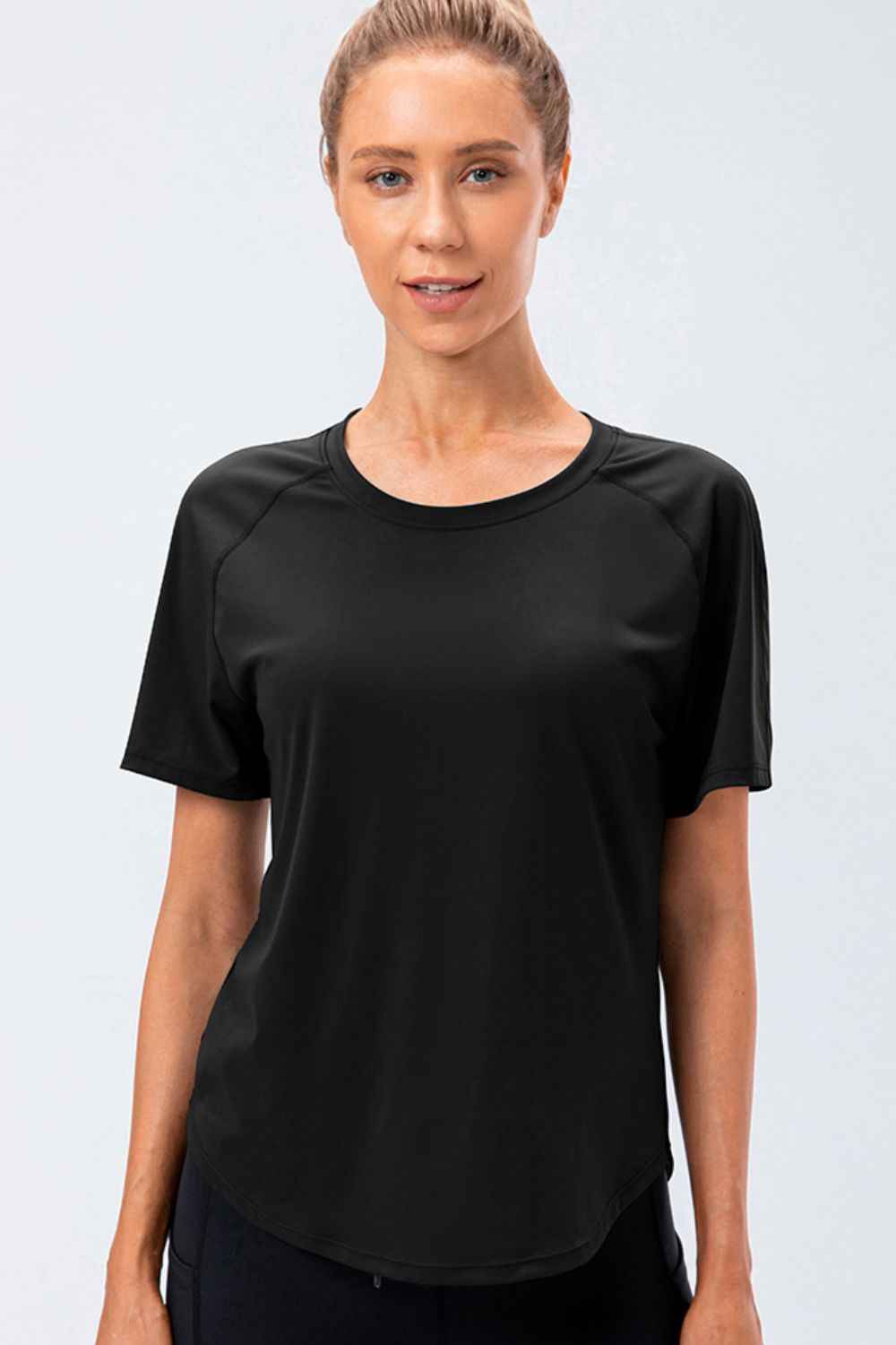 Round Neck Raglan Sleeve Active Tee - aurelia-clothing-8955