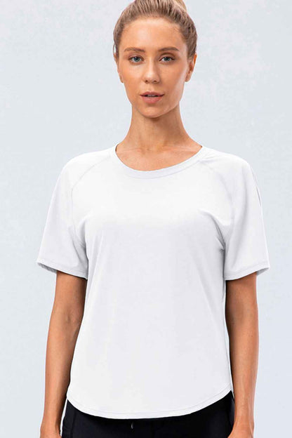 Round Neck Raglan Sleeve Active Tee - aurelia-clothing-8955