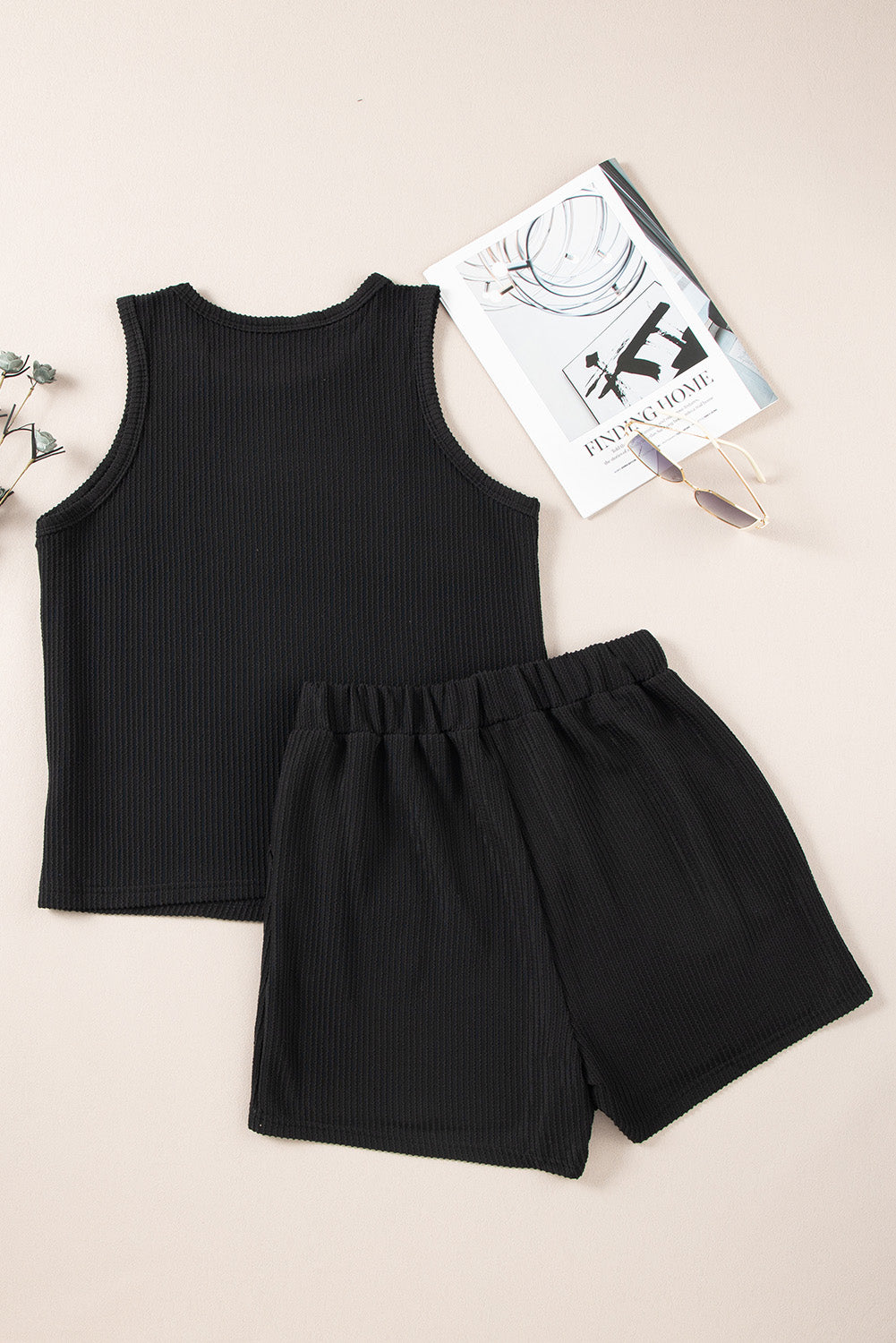 Round Neck Sleeveless Top and Shorts Set - aurelia-clothing-8955