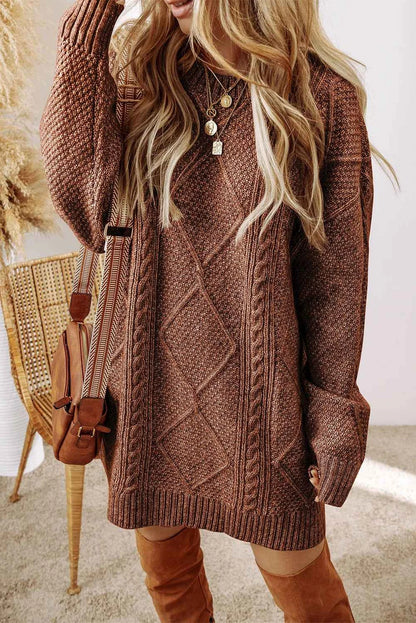 Round Neck Sweater Dress-Free Shipping - aurelia-clothing-8955
