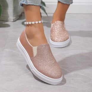 Round Toe Flat Shoes With Sequined Loafers Walking Shoes Women - Free Shipping - aurelia-clothing-8955