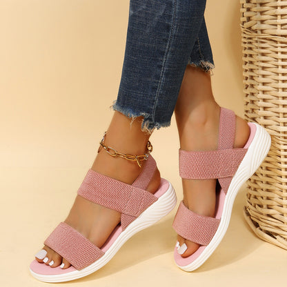 Rubber Open Toe Low Heel Sandals - aurelia-clothing-8955