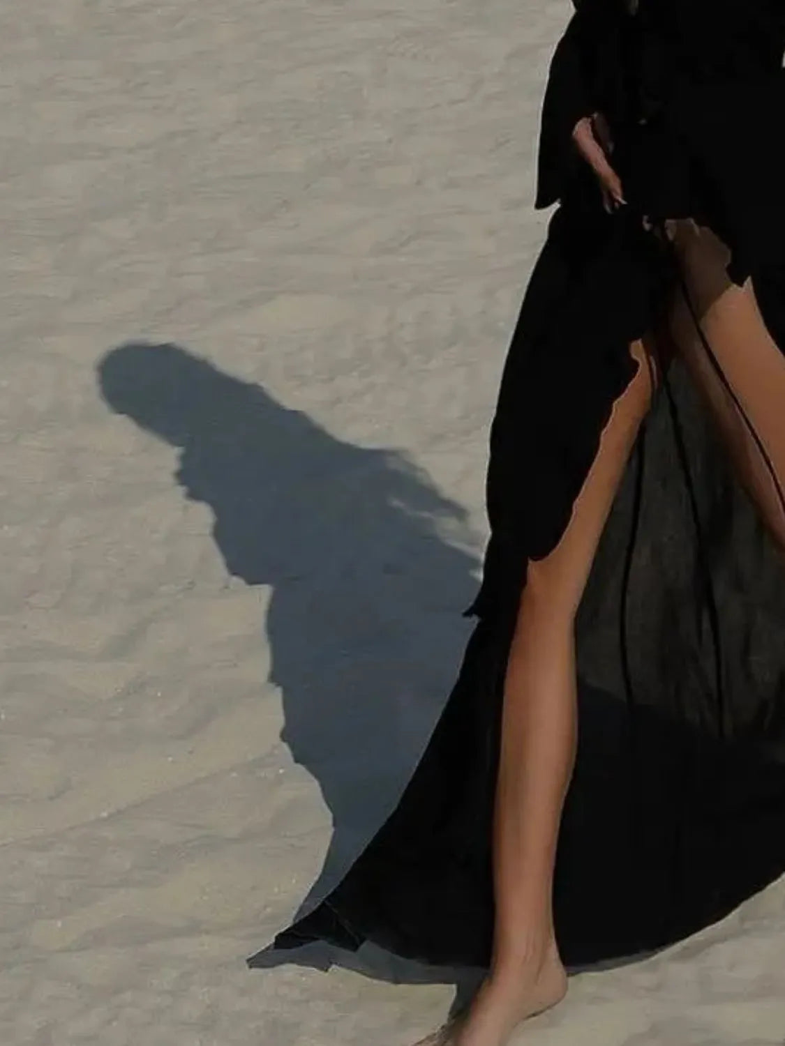Ruffled Long Sleeve Cover-Up Dress-Free Shipping - aurelia-clothing-8955