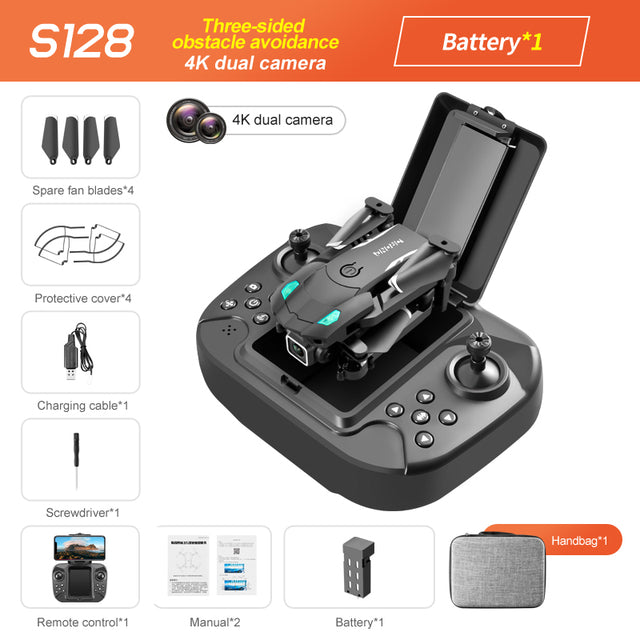 S128 Three-Sided Obstacle Avoidance Drone 4K Dual Camera HD Aerial Photography Quadcopter Mini Fixed Height Remote Control Aircraft - Free Shipping - aurelia-clothing-8955