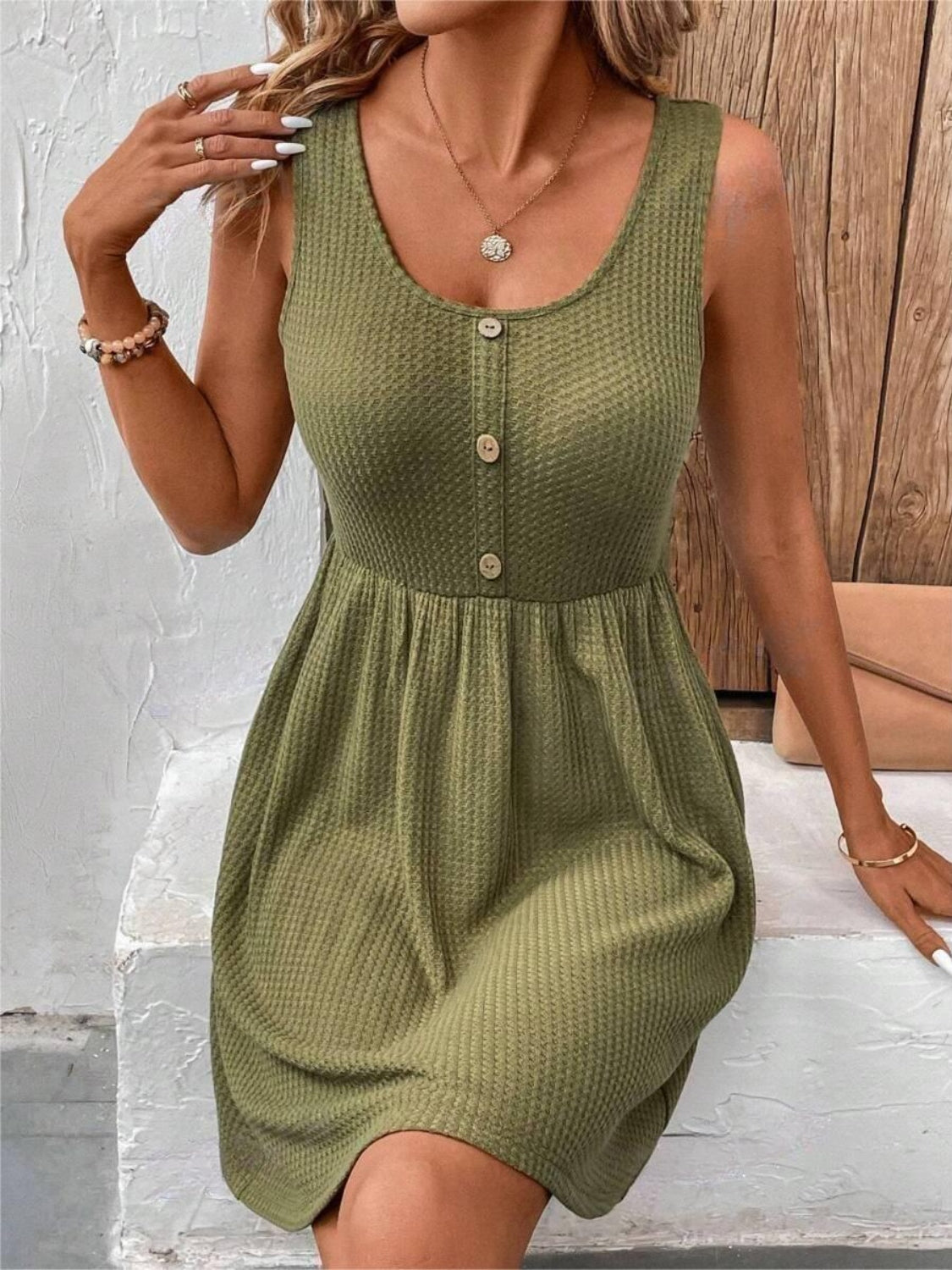 Scoop Neck Wide Strap Mini Tank Dress - aurelia-clothing-8955