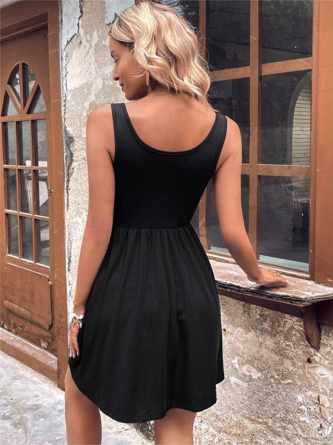 Scoop Neck Wide Strap Mini Tank Dress - aurelia-clothing-8955