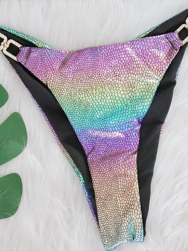 Sexy colorful snake print hot stamping bikini set - Free Shipping - aurelia-clothing-8955