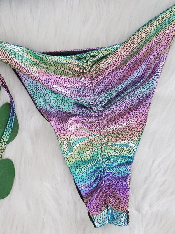 Sexy colorful snake print hot stamping bikini set - Free Shipping - aurelia-clothing-8955