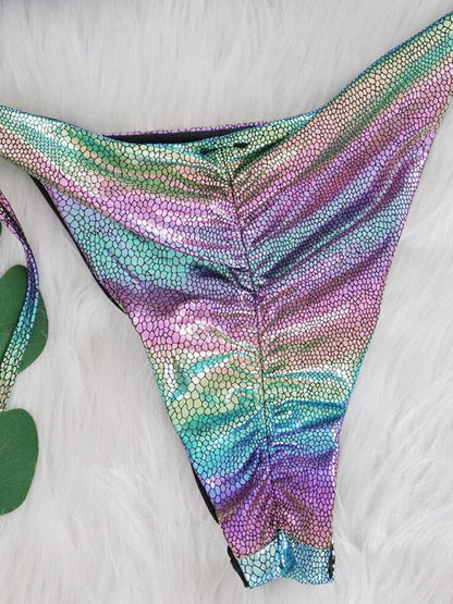Sexy colorful snake print hot stamping bikini set - Free Shipping - aurelia-clothing-8955