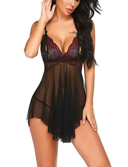 Sheer Elegant Lingerie Strappy Lace-Free Shipping - aurelia-clothing-8955