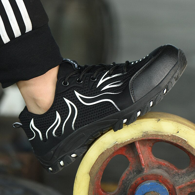Shoes Anti-smashing Work Shoes Mesh Breathable Rubber Bottom Low Top Protective Men Shoes - Free Shipping - aurelia-clothing-8955