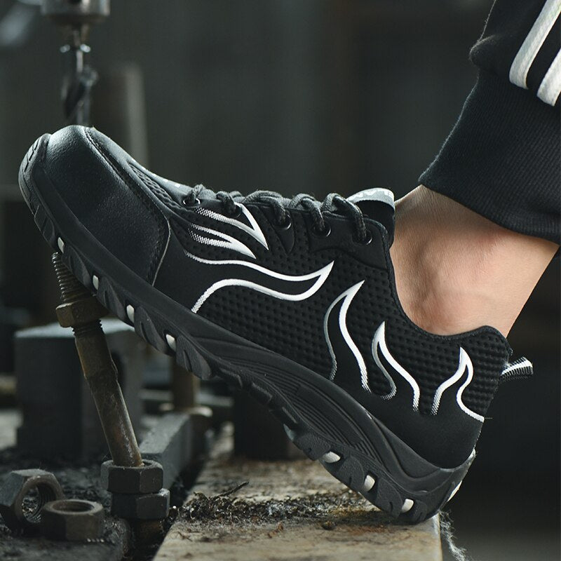 Shoes Anti-smashing Work Shoes Mesh Breathable Rubber Bottom Low Top Protective Men Shoes - Free Shipping - aurelia-clothing-8955