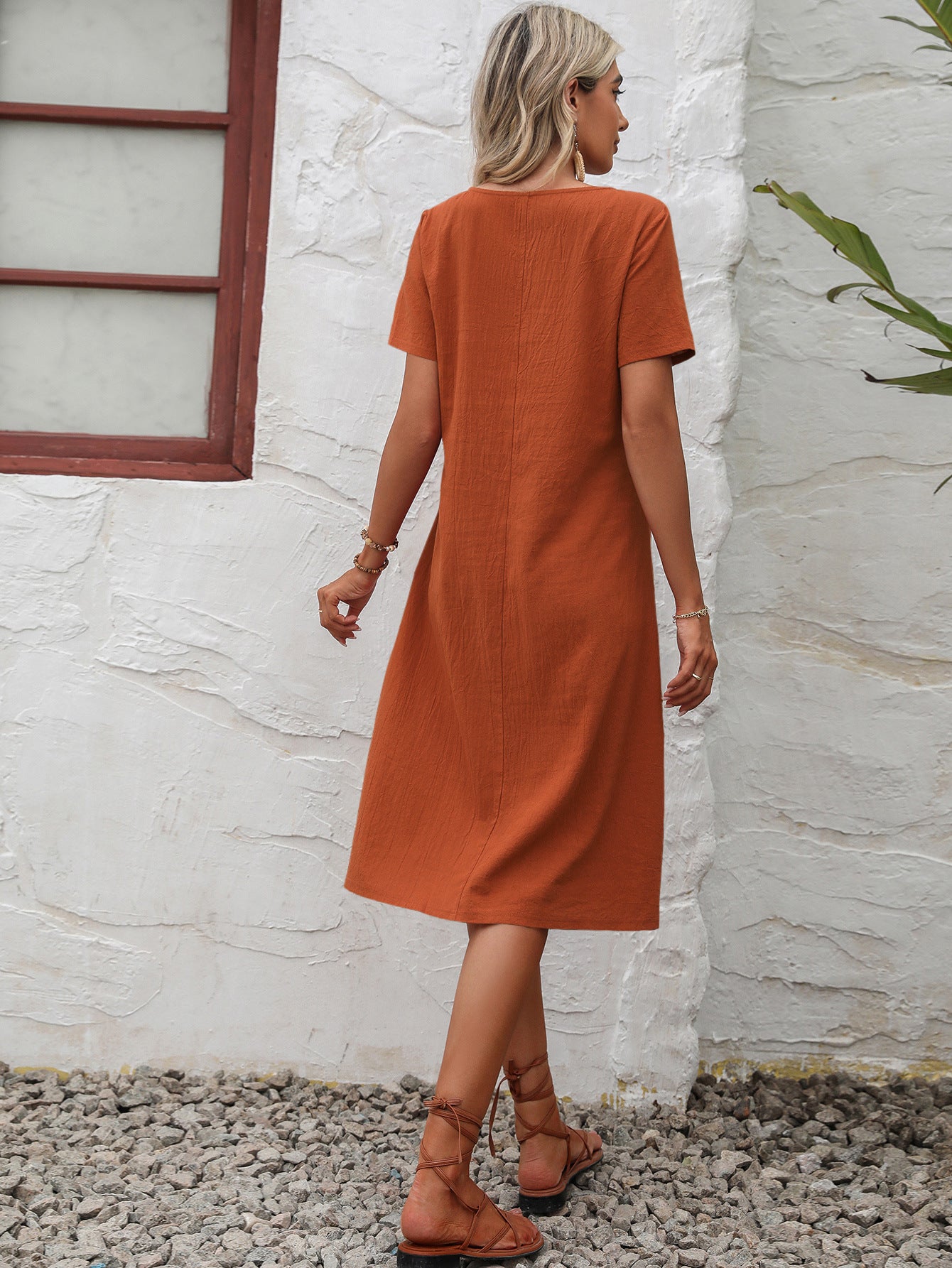 Short Sleeve Dress with Pockets-Free Shipping - aurelia-clothing-8955