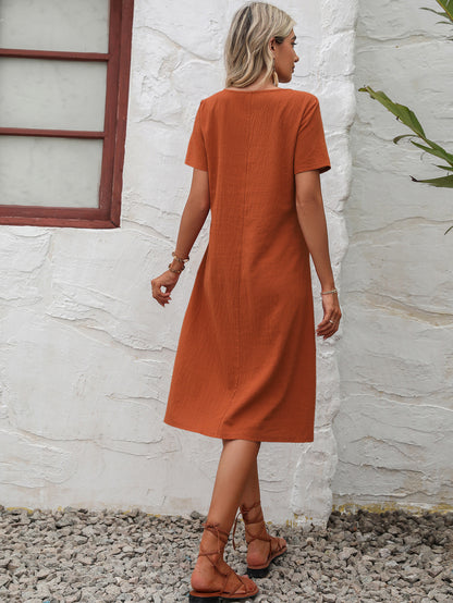Short Sleeve Dress with Pockets-Free Shipping - aurelia-clothing-8955