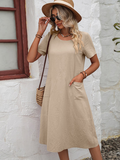 Short Sleeve Dress with Pockets-Free Shipping - aurelia-clothing-8955