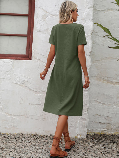 Short Sleeve Dress with Pockets-Free Shipping - aurelia-clothing-8955