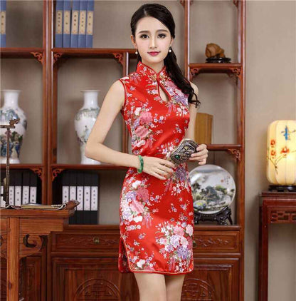 Short Style Cheongsam Traditional Chinese Mini Dress White Womens Elegant Slim Rayon Qipao New Arrival Vestido Size S M L XL XXL - aurelia-clothing-8955