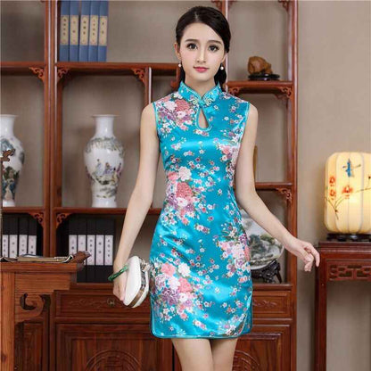 Short Style Cheongsam Traditional Chinese Mini Dress White Womens Elegant Slim Rayon Qipao New Arrival Vestido Size S M L XL XXL - aurelia-clothing-8955
