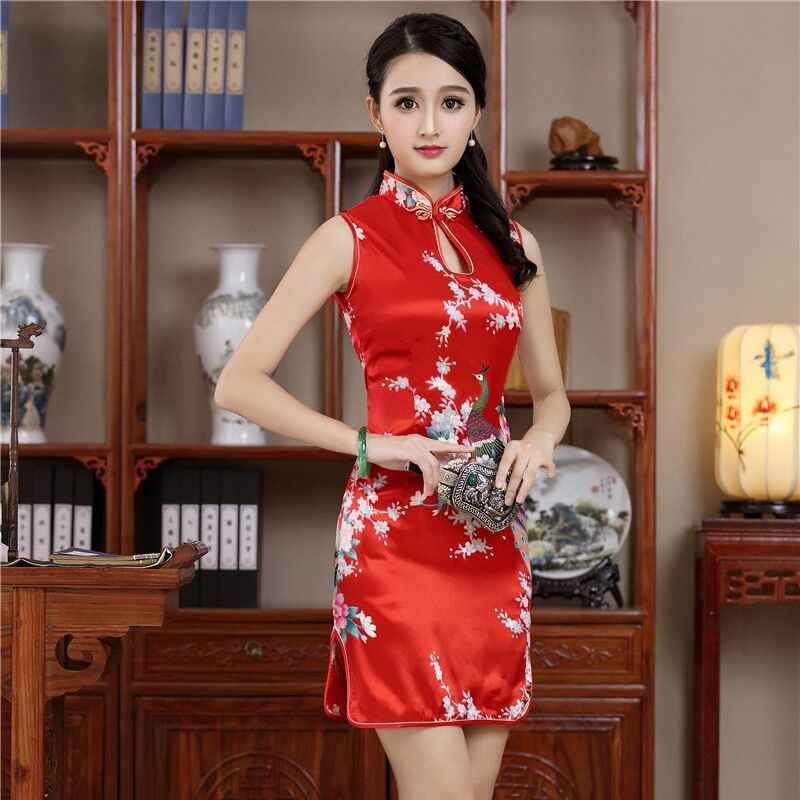 Short Style Cheongsam Traditional Chinese Mini Dress White Womens Elegant Slim Rayon Qipao New Arrival Vestido Size S M L XL XXL - aurelia-clothing-8955