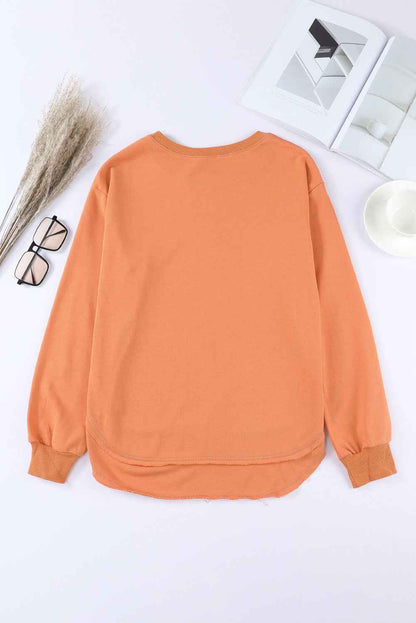 Side Slit Drop Shoulder Sweatshirt - aurelia-clothing-8955