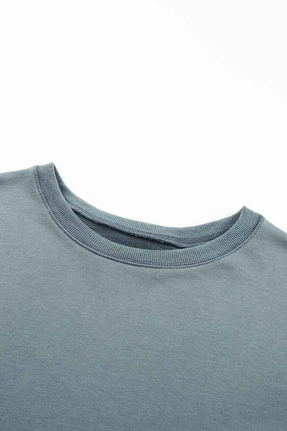 Side Slit Drop Shoulder Sweatshirt - aurelia-clothing-8955