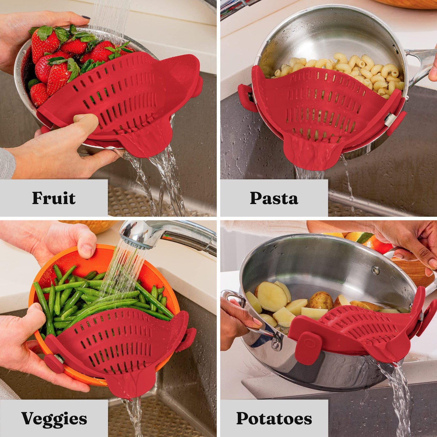 Silicone pasta filter wide mouth drain water filter vegetable and fruit filter clamp pot edge drain block - Free Shipping - aurelia-clothing-8955