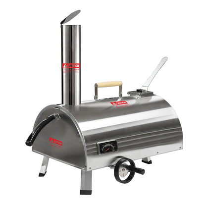 Silver Pizza Oven Outdoor 12 Semi-Automatic Rotatable Pizza Ovens Portable Stainless Steel - aurelia-clothing-8955