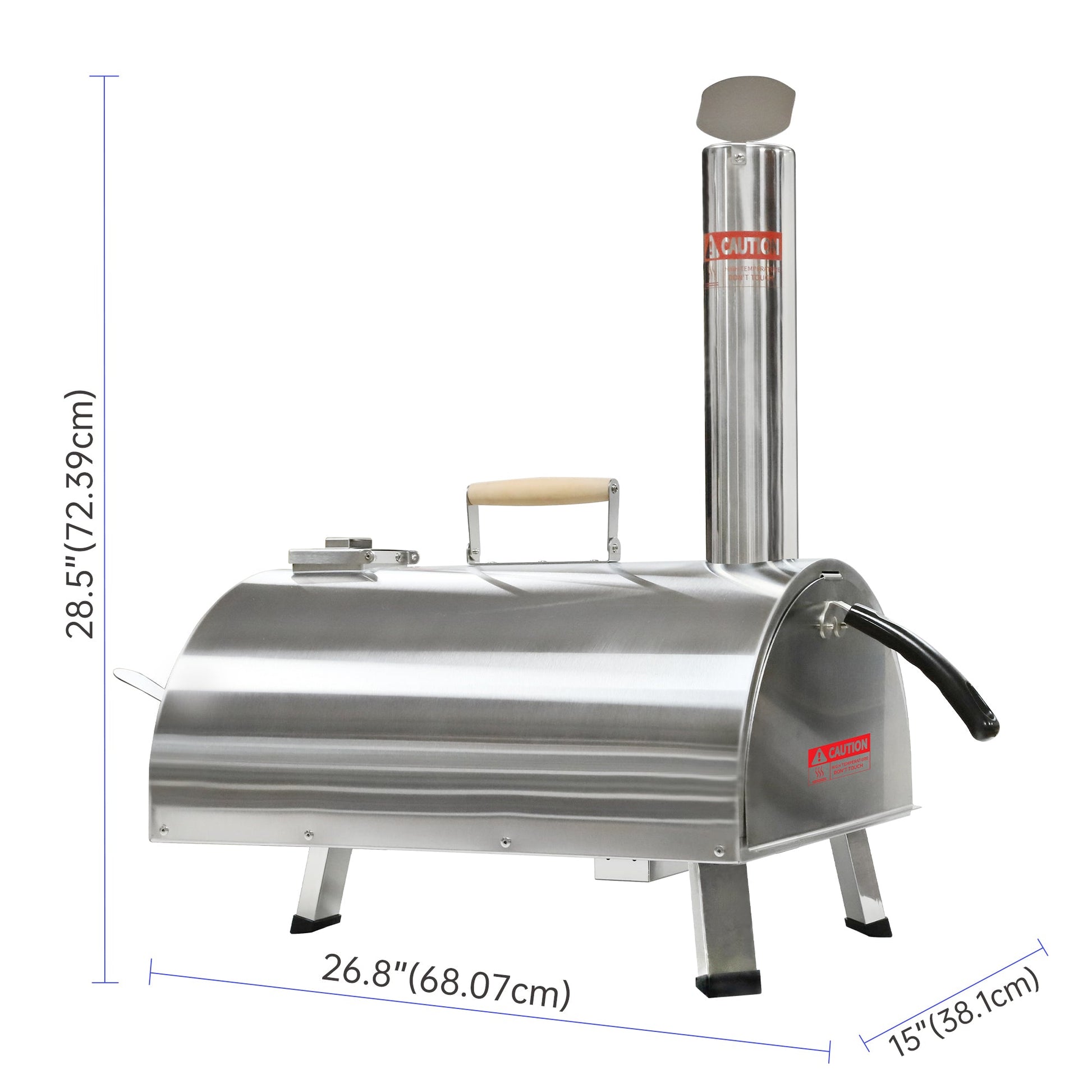 Silver Pizza Oven Outdoor 12 Semi-Automatic Rotatable Pizza Ovens Portable Stainless Steel - aurelia-clothing-8955