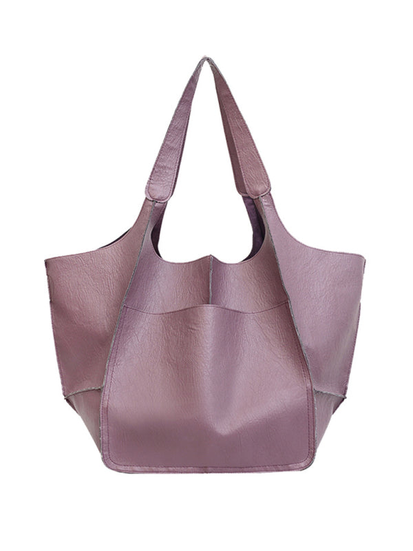 Simple Large Bag Soft Leather Large Capacity One Shoulder Portable Tote Bag-Free Shipping - aurelia-clothing-8955