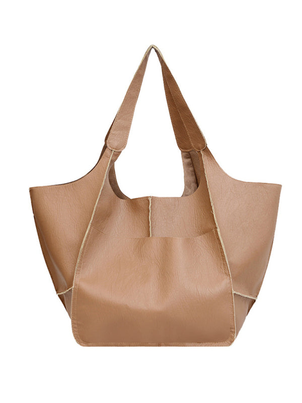 Simple Large Bag Soft Leather Large Capacity One Shoulder Portable Tote Bag-Free Shipping - aurelia-clothing-8955