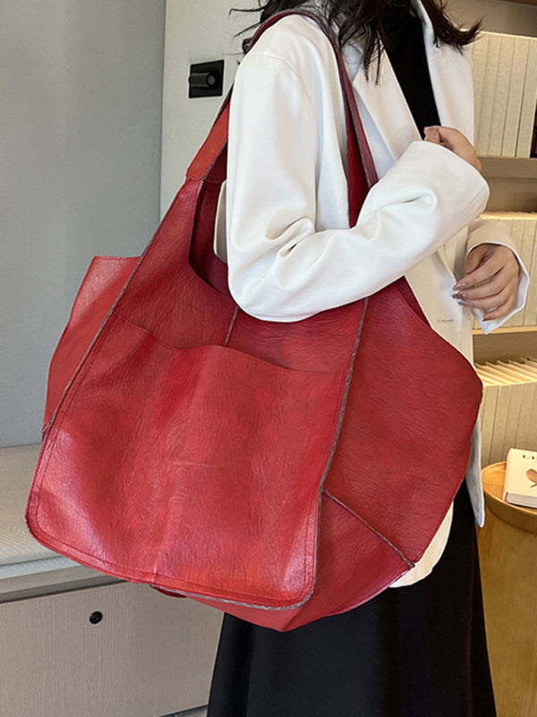 Simple Large Bag Soft Leather Large Capacity One Shoulder Portable Tote Bag-Free Shipping - aurelia-clothing-8955