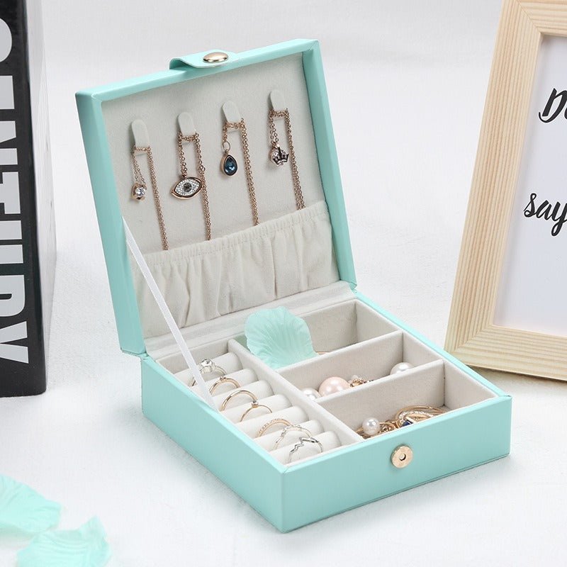 Single-Layer PU Simple Jewelry Storage Box Creative Portable Jewelry Box Earrings Ring Small Jewelry Box - Free Shipping - aurelia-clothing-8955