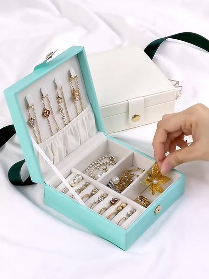 Single-Layer PU Simple Jewelry Storage Box Creative Portable Jewelry Box Earrings Ring Small Jewelry Box - Free Shipping - aurelia-clothing-8955