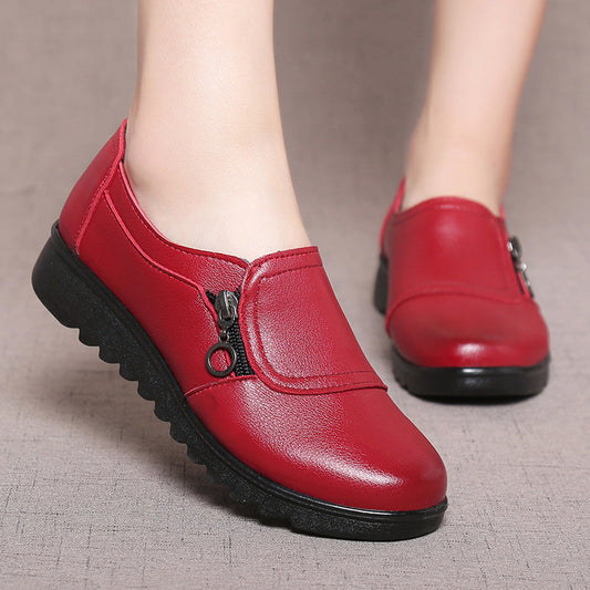Single Shoes Womens Spring And Autumn New Middle Age And Elderly Womens Shoes Leather Shoes Grandma Shoes Ins Elderly Shoes - Free Shipping - aurelia-clothing-8955