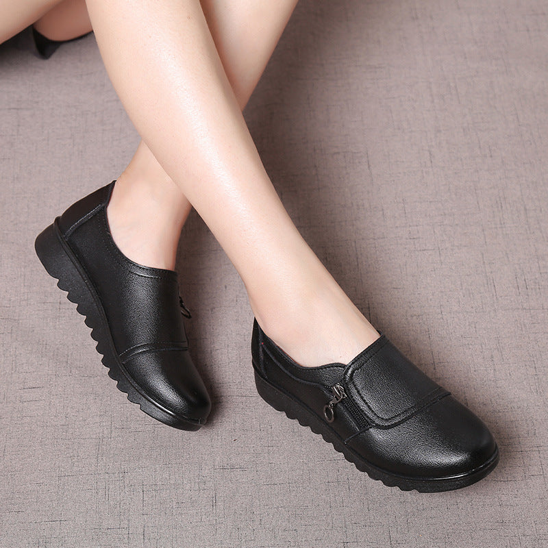 Single Shoes Womens Spring And Autumn New Middle Age And Elderly Womens Shoes Leather Shoes Grandma Shoes Ins Elderly Shoes - Free Shipping - aurelia-clothing-8955