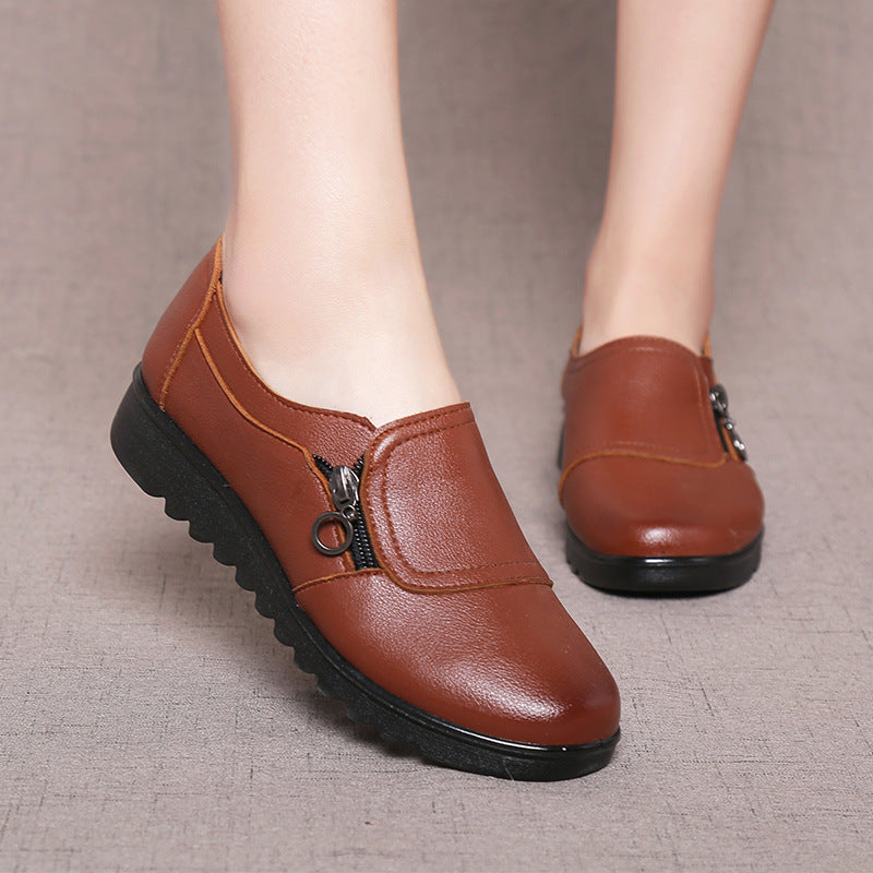 Single Shoes Womens Spring And Autumn New Middle Age And Elderly Womens Shoes Leather Shoes Grandma Shoes Ins Elderly Shoes - Free Shipping - aurelia-clothing-8955