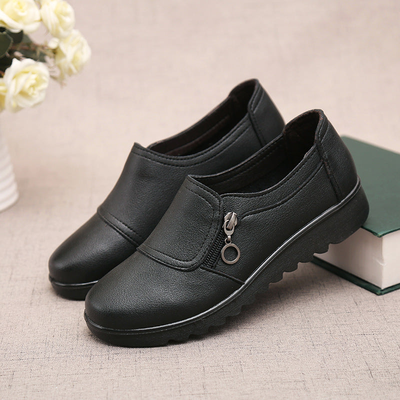 Single Shoes Womens Spring And Autumn New Middle Age And Elderly Womens Shoes Leather Shoes Grandma Shoes Ins Elderly Shoes - Free Shipping - aurelia-clothing-8955
