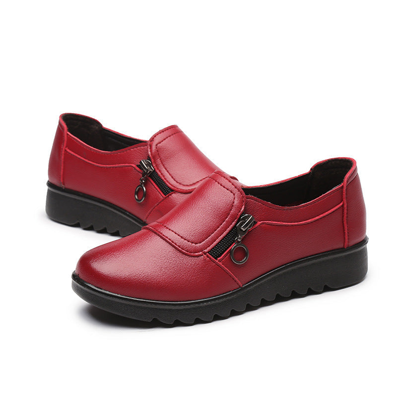 Single Shoes Womens Spring And Autumn New Middle Age And Elderly Womens Shoes Leather Shoes Grandma Shoes Ins Elderly Shoes - Free Shipping - aurelia-clothing-8955