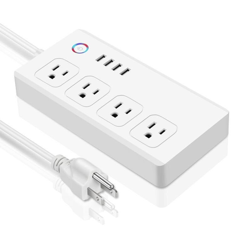 Smart Power Strip,WiFi Power Bar Multiple Outlet Extension Cord with 4 USB and 4 Individual Controlled AC Plugs by Tuya - Free Shipping - aurelia-clothing-8955